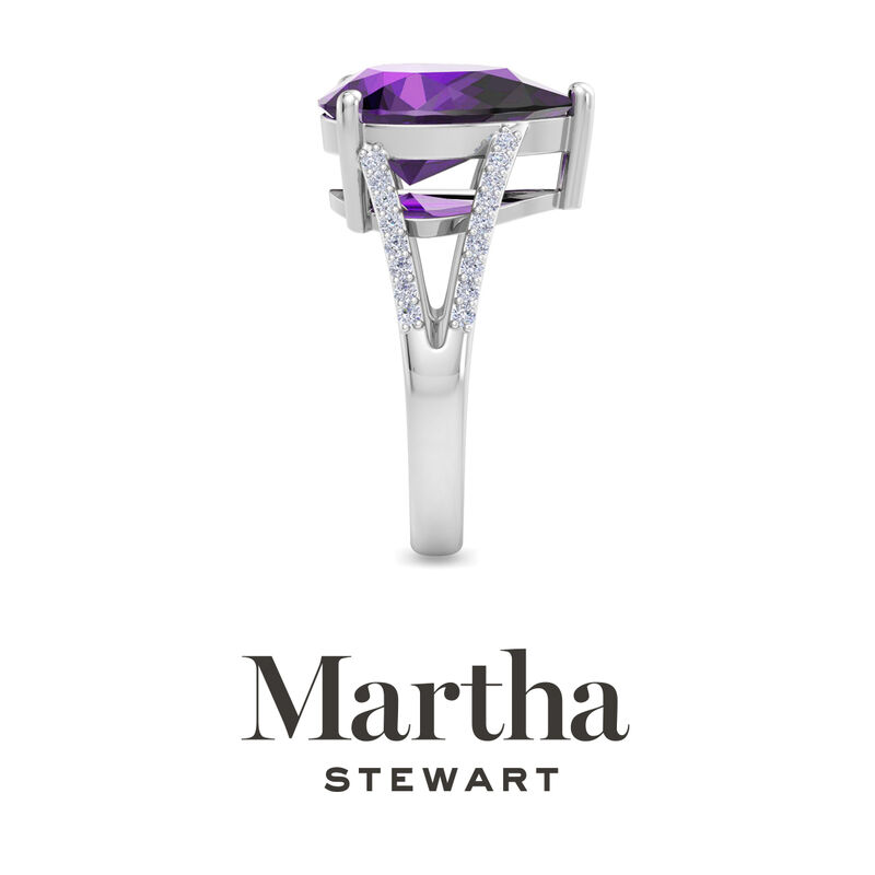 Martha Stewart 5 1/2ctw. Pear Shape Amethyst & Lab Grown Diamond Ring In Sterling Silver image number null